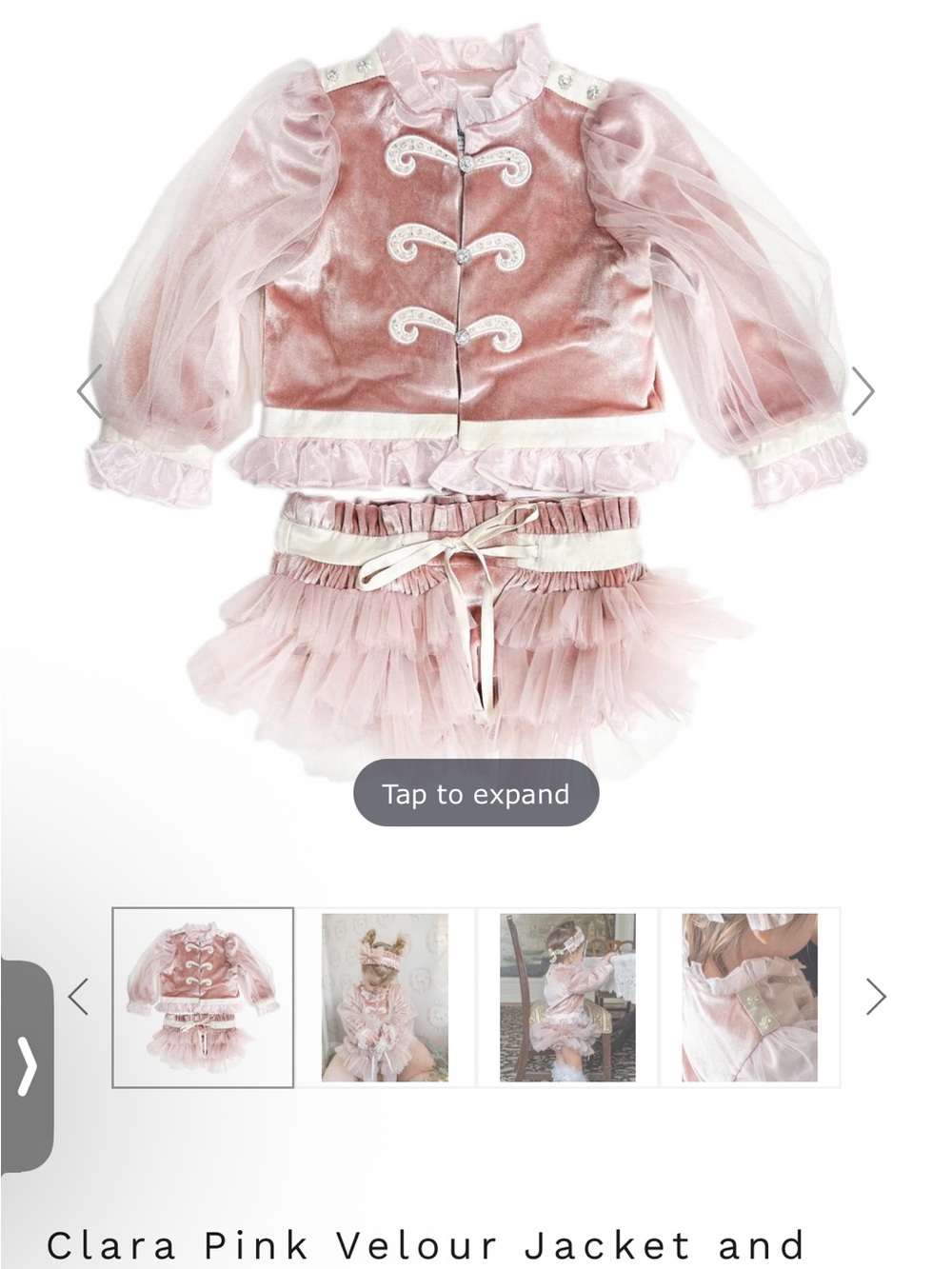 Clara Pink Velour Jacket & Tulle Skirt Set – Kids Dress-Up